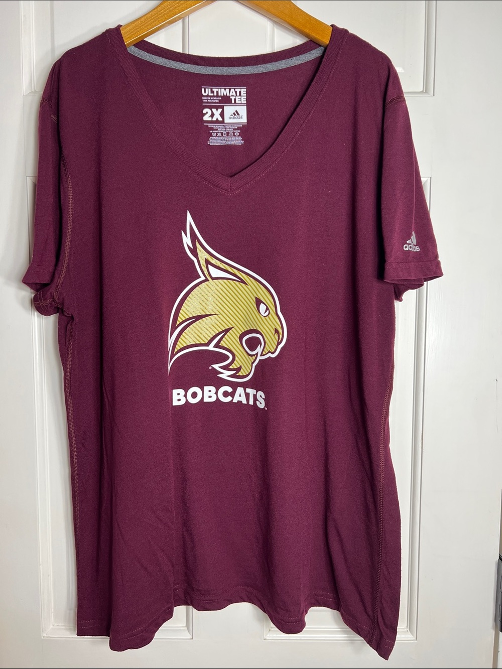Texas State Adidas Maroon Bobcats Short Sleeve V-Neck Tee 2X
